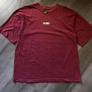 VINTAGE 90s Y2K TIMBERLAND burgundy maroon small box logo tshirt